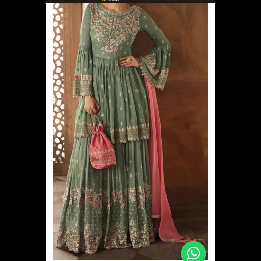 Faux Georgette Plazzo Dress with matching pouch